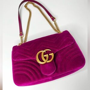 ❌SOLD❌ Gucci Purple Velvet Medium Marmont Shoulder Bag